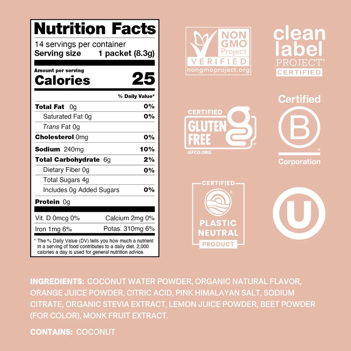 Cure Hydration Electrolyte Drink Powder Grapefruit 14 Packets | 4x Electrolytes, No Added Sugar, WHO-ORS Based - view 2