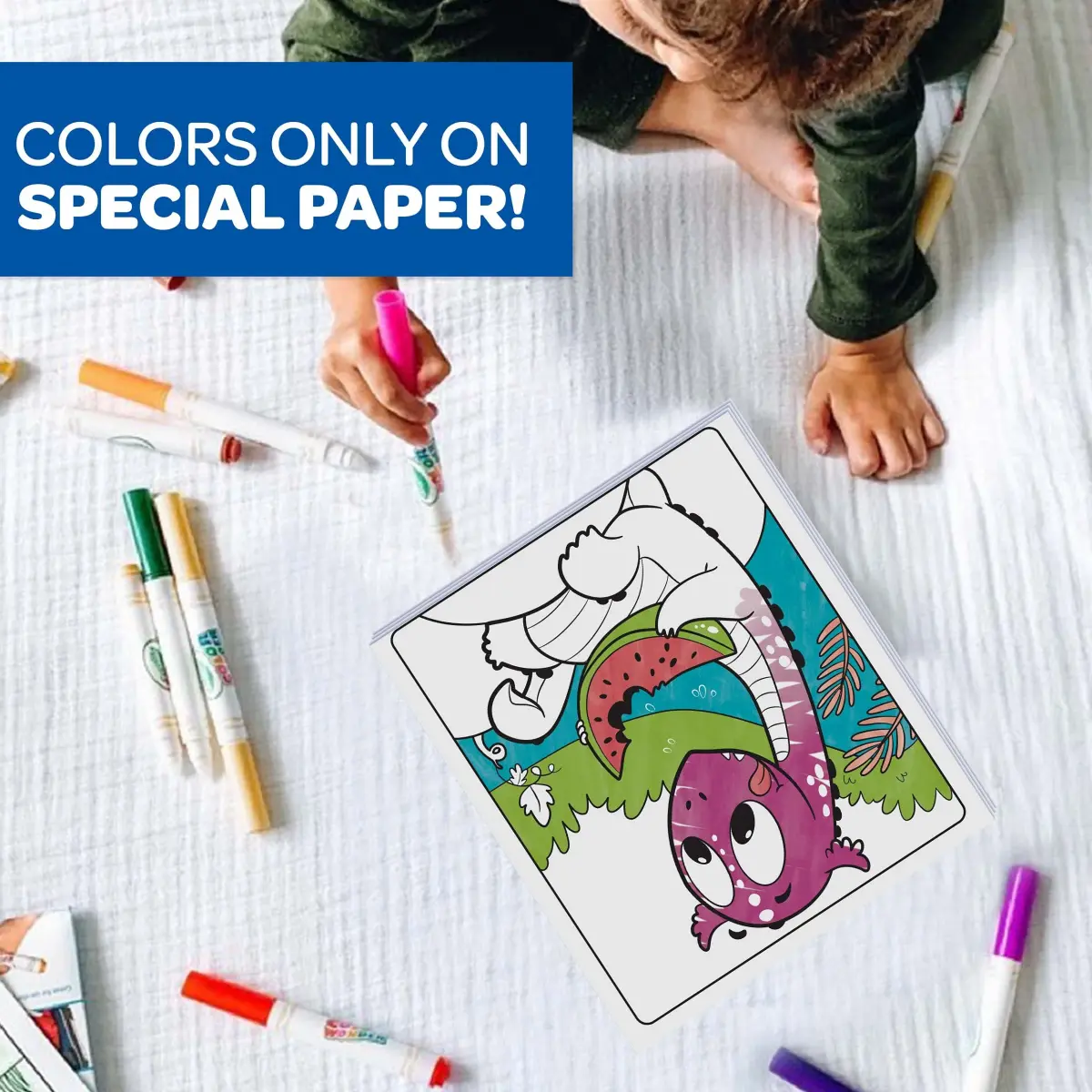 Crayola Color Wonder Prehistoric Pals Dinosaur Coloring Pages & Markers Set | Mess-Free Toddler Travel Activity - view 4