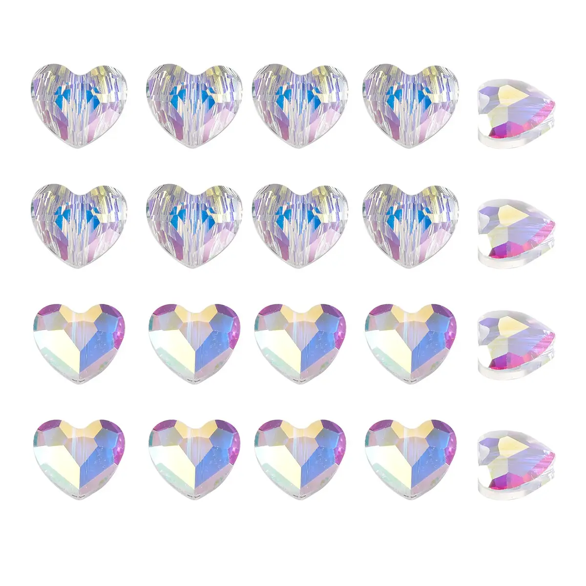 Craftdady 20Pcs Faceted Glass Heart Spacer Beads | Transparent Crystal 7x8mm for Jewelry - main product image