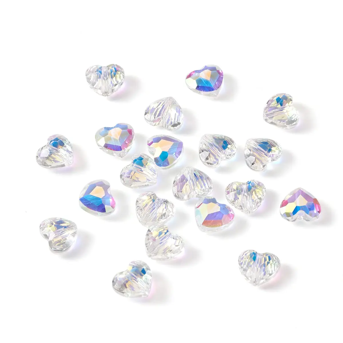 Craftdady 20Pcs Faceted Glass Heart Spacer Beads | Transparent Crystal 7x8mm for Jewelry - view 2