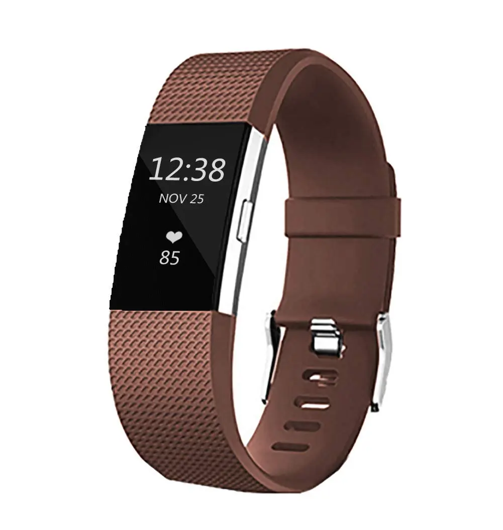 Yuuol Replacement Bands for Fitbit Charge 2, Silicone Classic Bands for Fitbit Charge 2 (Large, Brown) | Adjustable & Waterproof - main product image