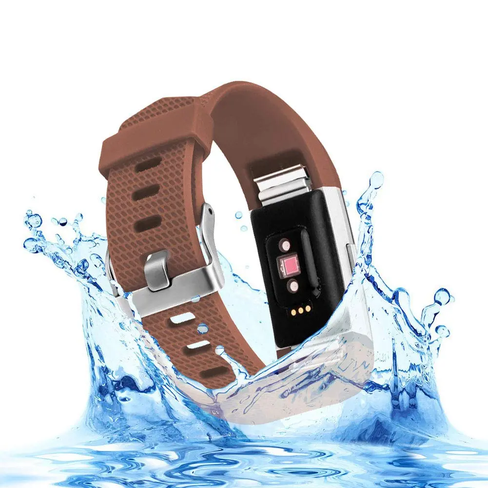 Yuuol Replacement Bands for Fitbit Charge 2, Silicone Classic Bands for Fitbit Charge 2 (Large, Brown) | Adjustable & Waterproof - view 2