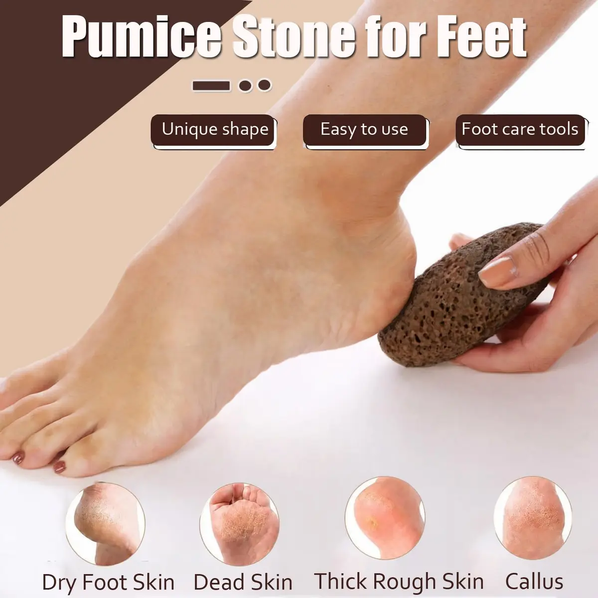 AKOAK Foot Pumice Natural Foot Scrubbing Stone | Pedicure & Foot Exfoliation Tool for Men & Women - view 5