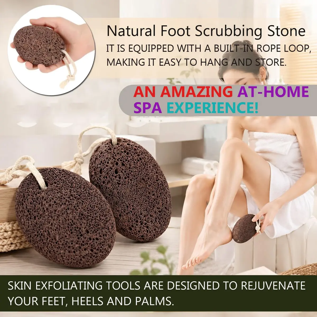 AKOAK Foot Pumice Natural Foot Scrubbing Stone | Pedicure & Foot Exfoliation Tool for Men & Women - view 6