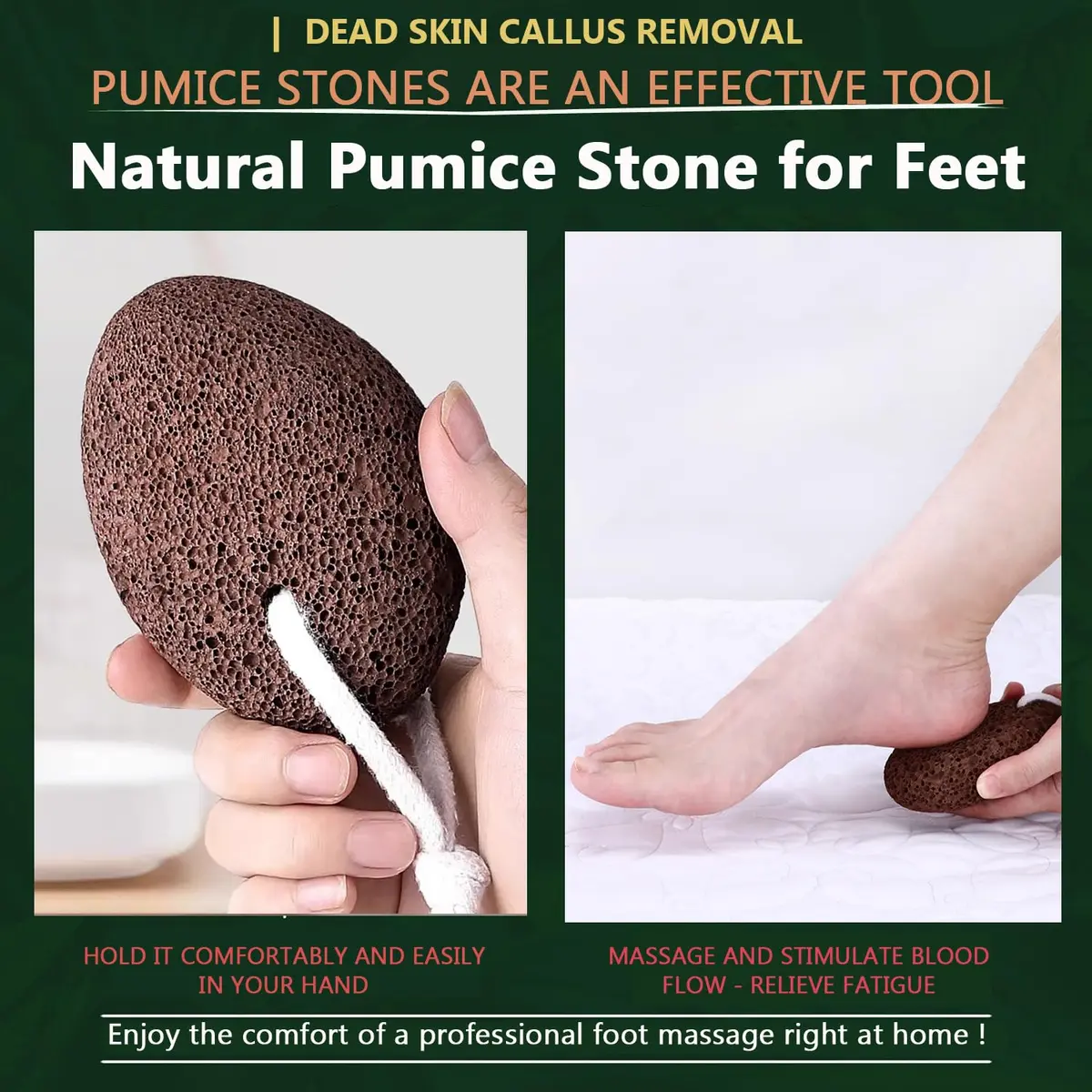 AKOAK Foot Pumice Natural Foot Scrubbing Stone | Pedicure & Foot Exfoliation Tool for Men & Women - view 7