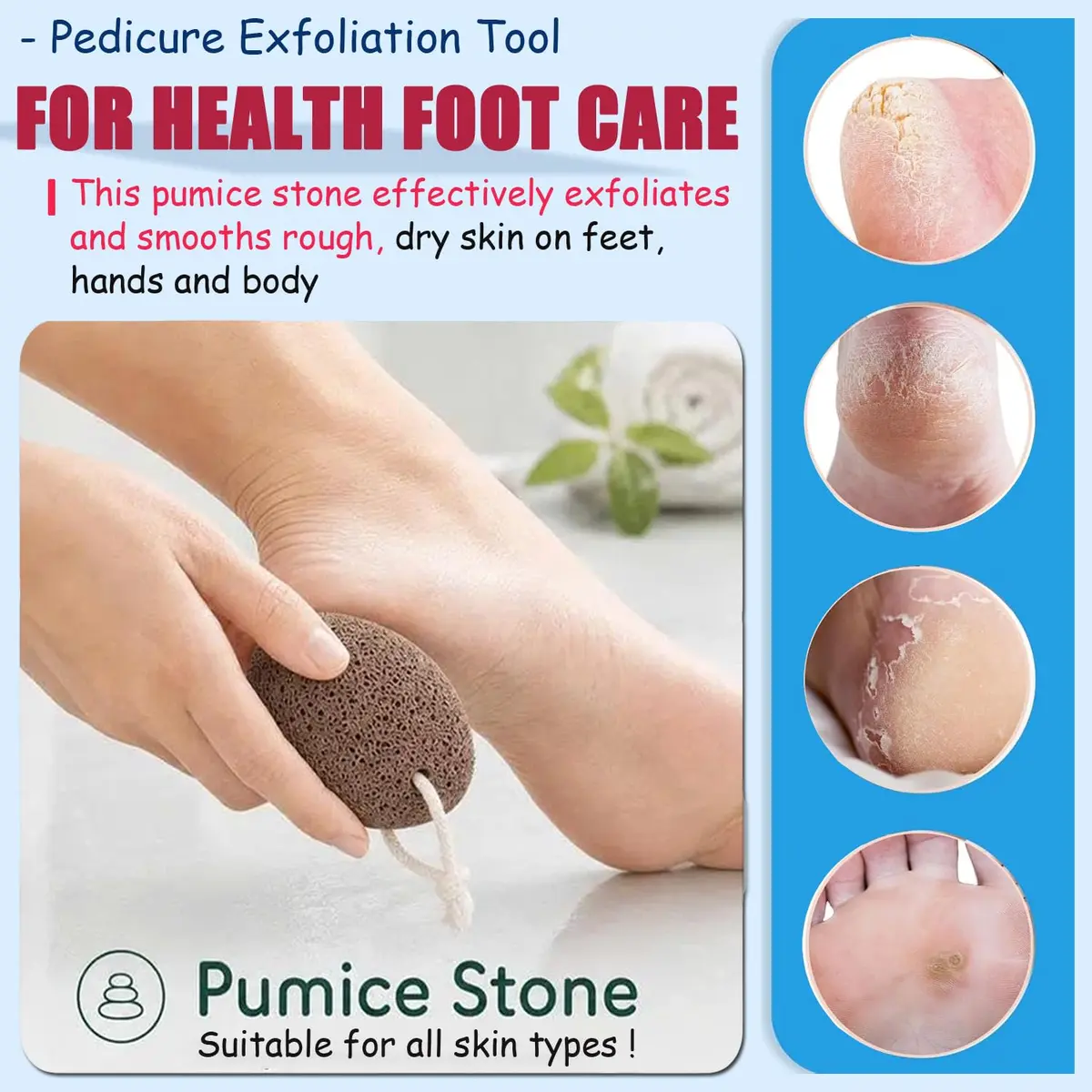 AKOAK Foot Pumice Natural Foot Scrubbing Stone | Pedicure & Foot Exfoliation Tool for Men & Women - view 8