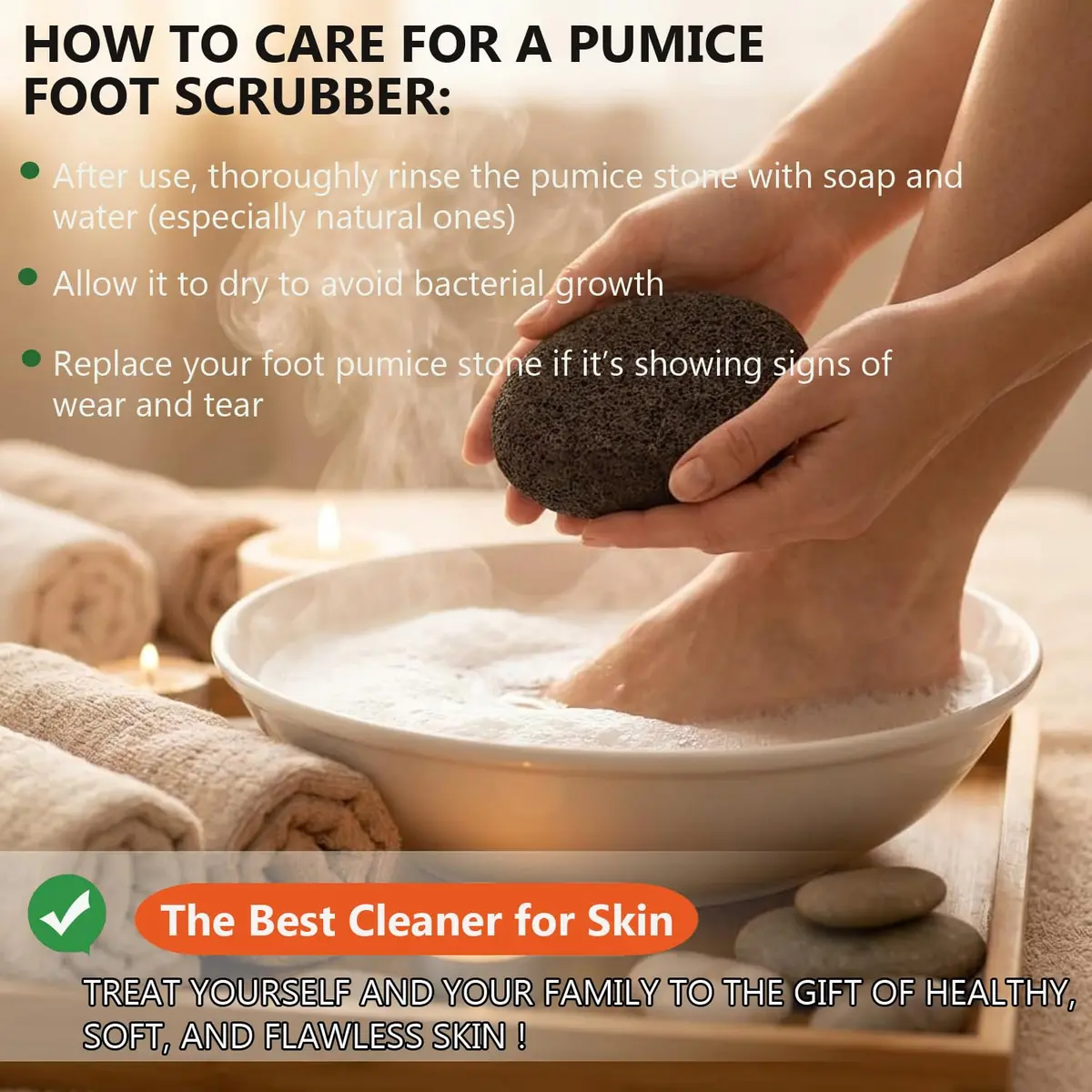AKOAK Foot Pumice Natural Foot Scrubbing Stone | Pedicure & Foot Exfoliation Tool for Men & Women - view 3