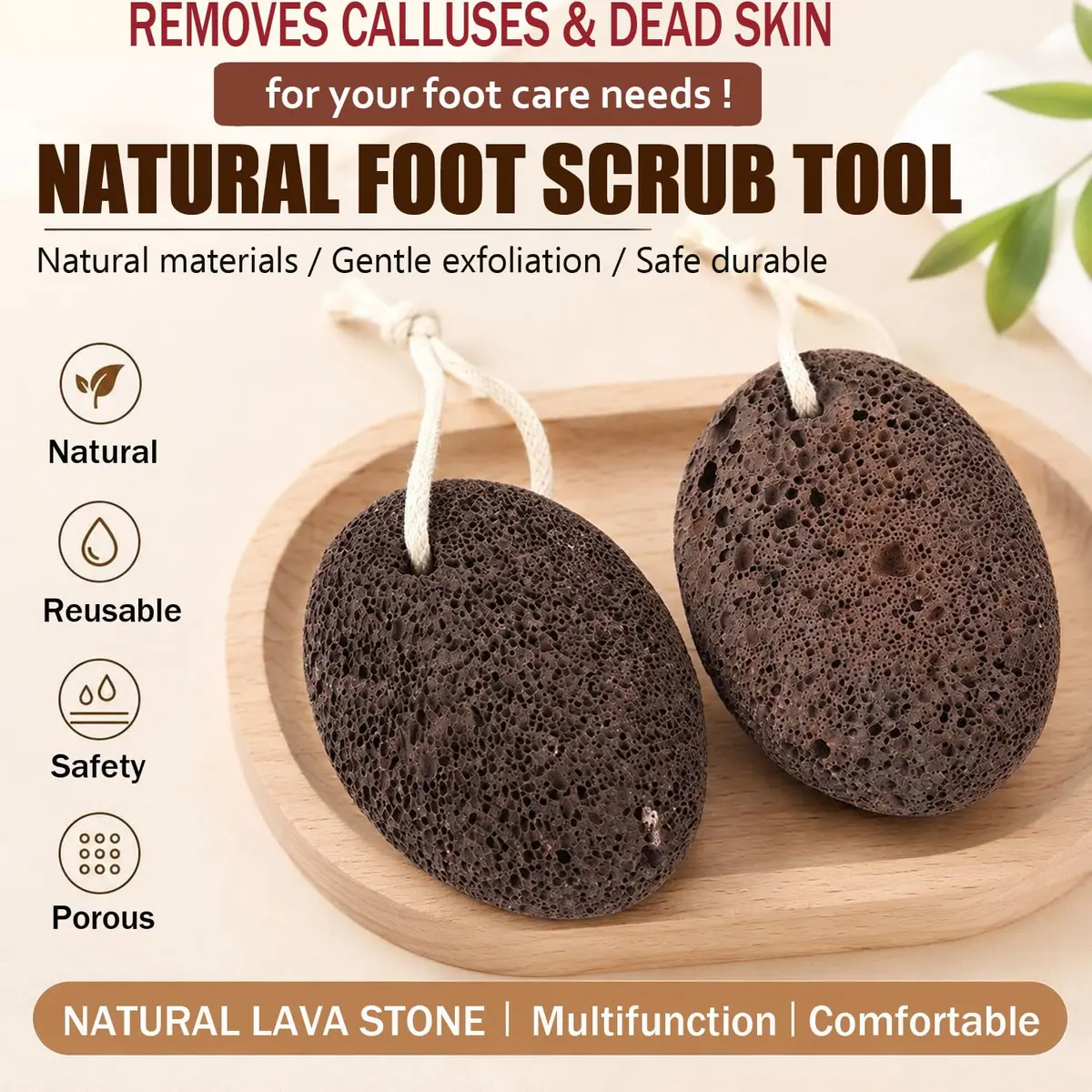 AKOAK Foot Pumice Natural Foot Scrubbing Stone | Pedicure & Foot Exfoliation Tool for Men & Women - view 4