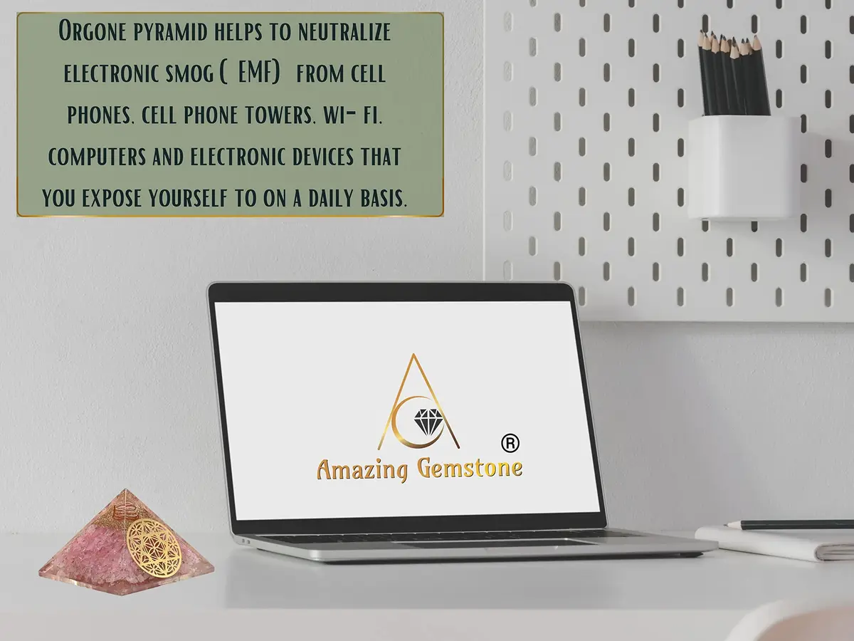 Amazing Gemstone Large Rose Quartz Orgone Pyramid Crystal, Star of David | Positive Energy Healing - view 6