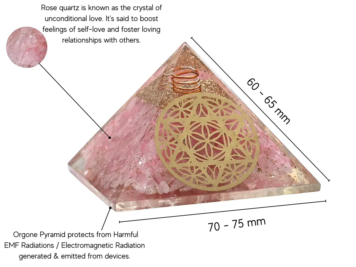 Amazing Gemstone Large Rose Quartz Orgone Pyramid Crystal, Star of David | Positive Energy Healing - view 2