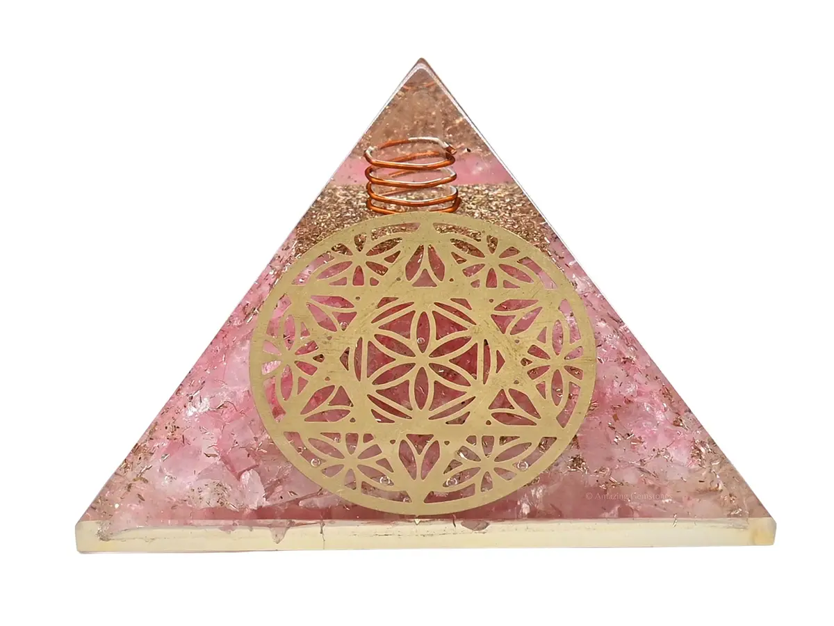 Amazing Gemstone Large Rose Quartz Orgone Pyramid Crystal, Star of David | Positive Energy Healing - view 3