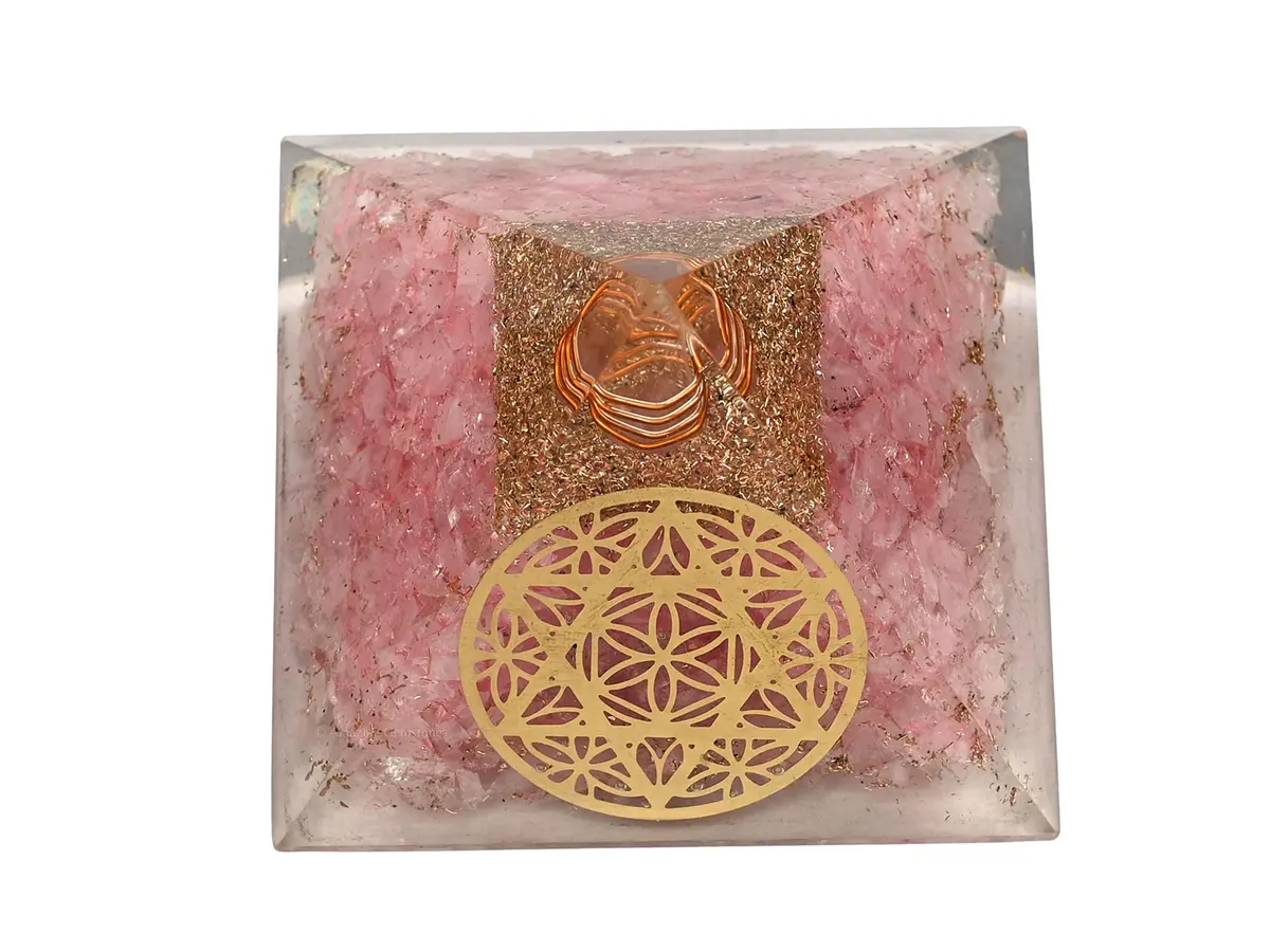 Amazing Gemstone Large Rose Quartz Orgone Pyramid Crystal, Star of David | Positive Energy Healing - view 4