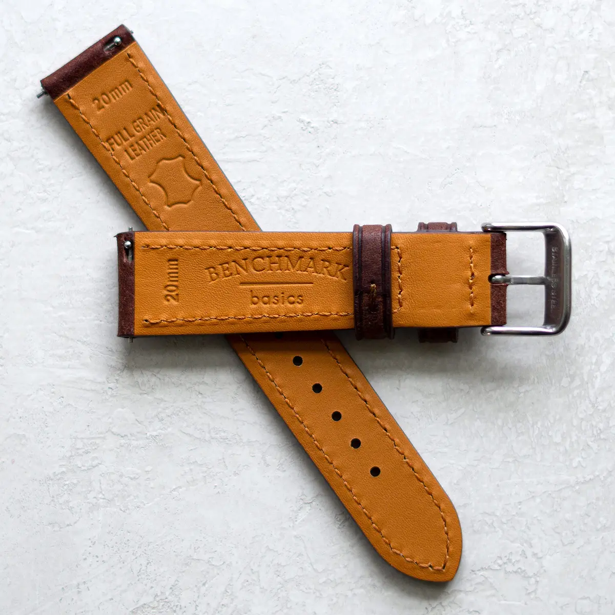 Benchmark Basics Quick Release Leather Watch Band - Premium Italian Full Grain Leather, 20mm | Classic Style & Easy Swap - view 5