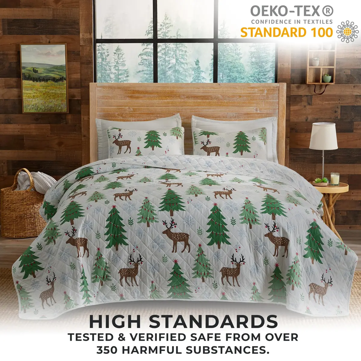 Great Bay Home King Size Christmas Quilt Set with Shams | Reversible Holiday Pattern, Microfiber, All-Season Comfort (70-120 chars) - view 5
