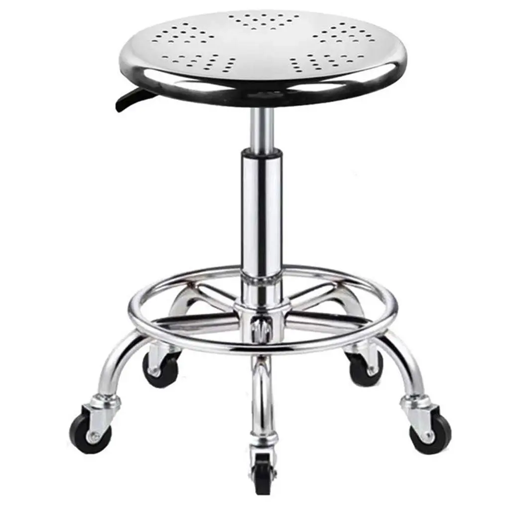 ZHOUXIAO Heavy Duty Rolling Stool with Wheels, Adjustable Swivel Seat 29cm (11.4") | 440 lbs Capacity, Stainless Steel - main product image