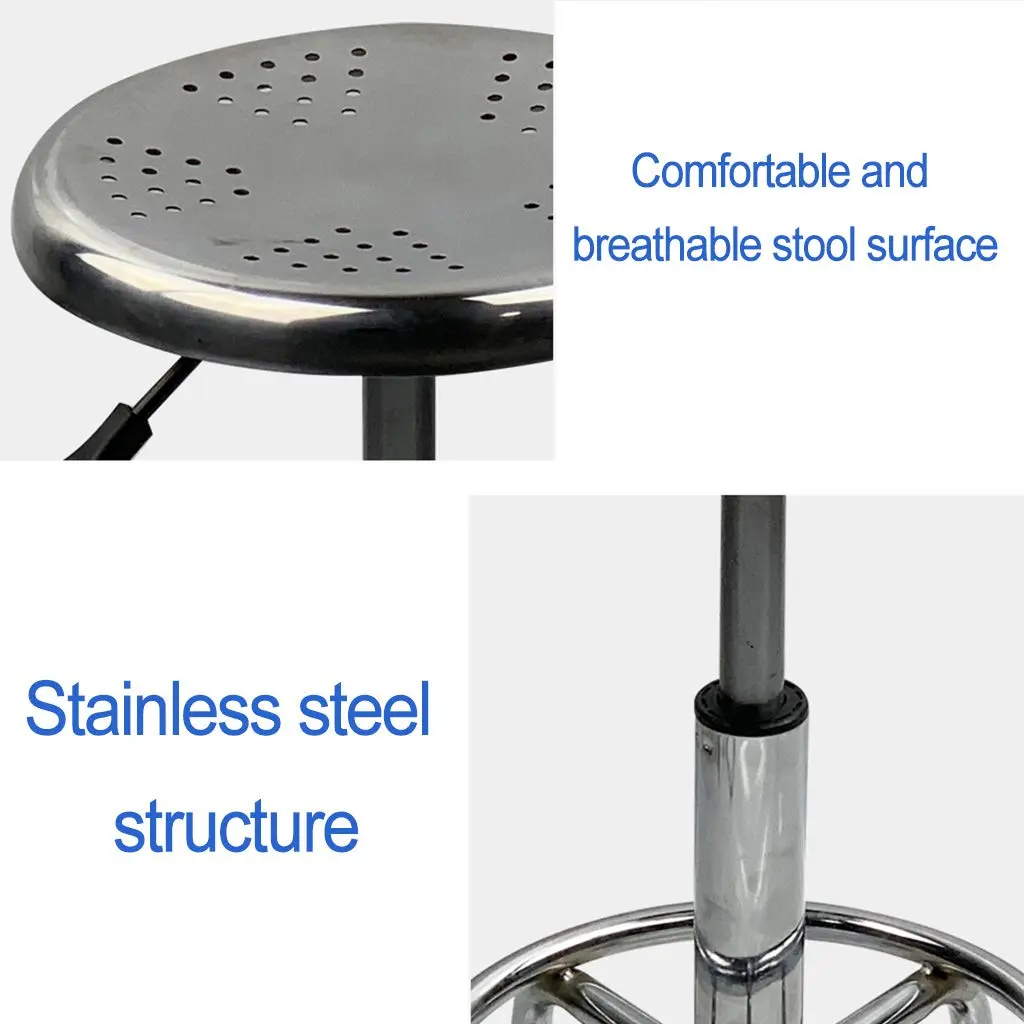 ZHOUXIAO Heavy Duty Rolling Stool with Wheels, Adjustable Swivel Seat 29cm (11.4") | 440 lbs Capacity, Stainless Steel - view 7