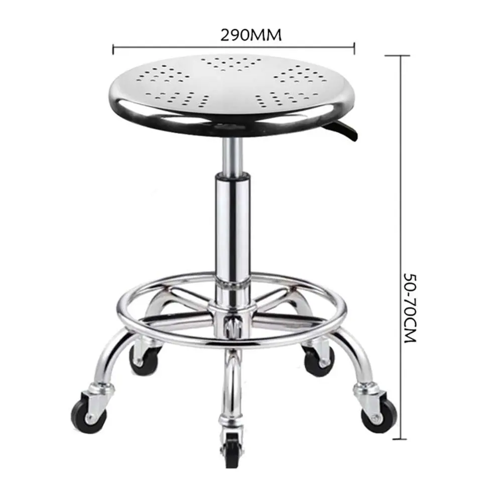 ZHOUXIAO Heavy Duty Rolling Stool with Wheels, Adjustable Swivel Seat 29cm (11.4") | 440 lbs Capacity, Stainless Steel - view 2