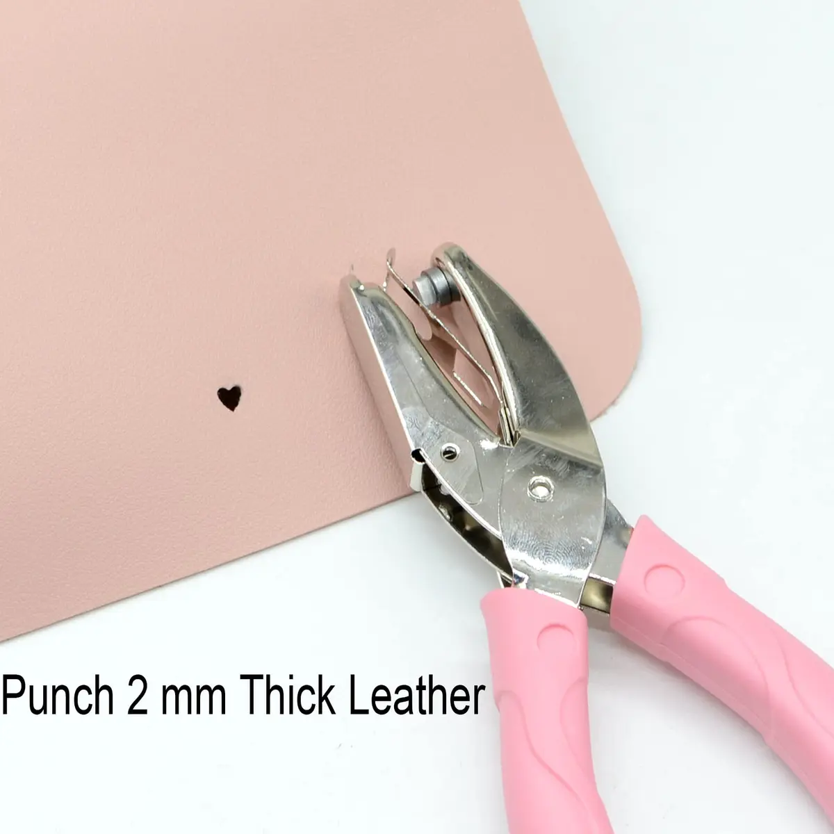 Yansanido Heart Shape Hole Punch 6.3 inch | Handheld Paper & Leather Punch with Pink Leather Cover - view 6
