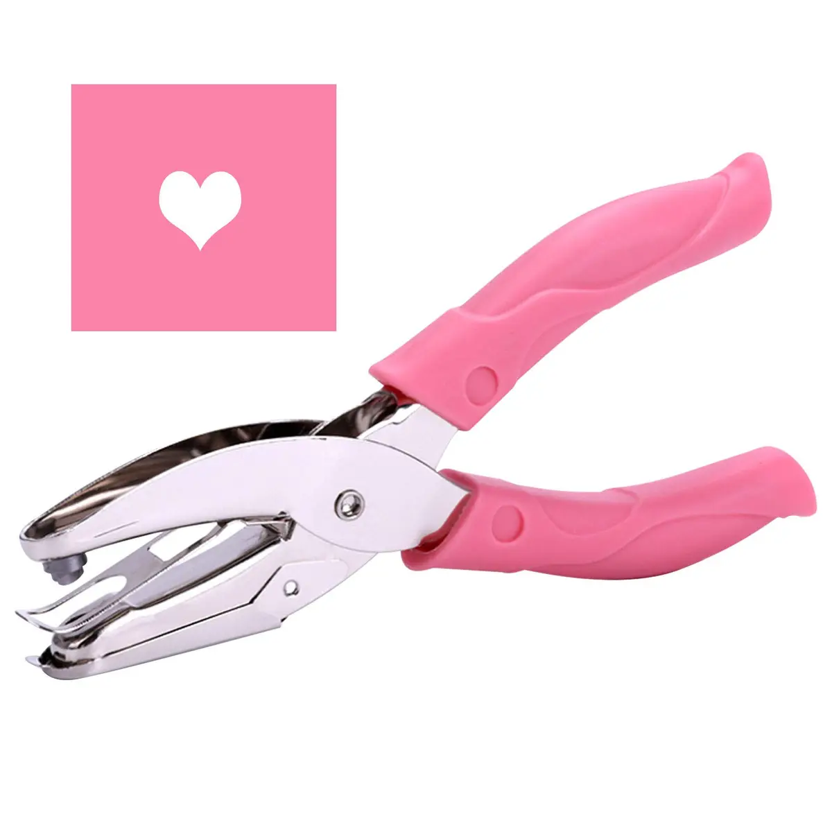 Yansanido Heart Shape Hole Punch 6.3 inch | Handheld Paper & Leather Punch with Pink Leather Cover - main product image