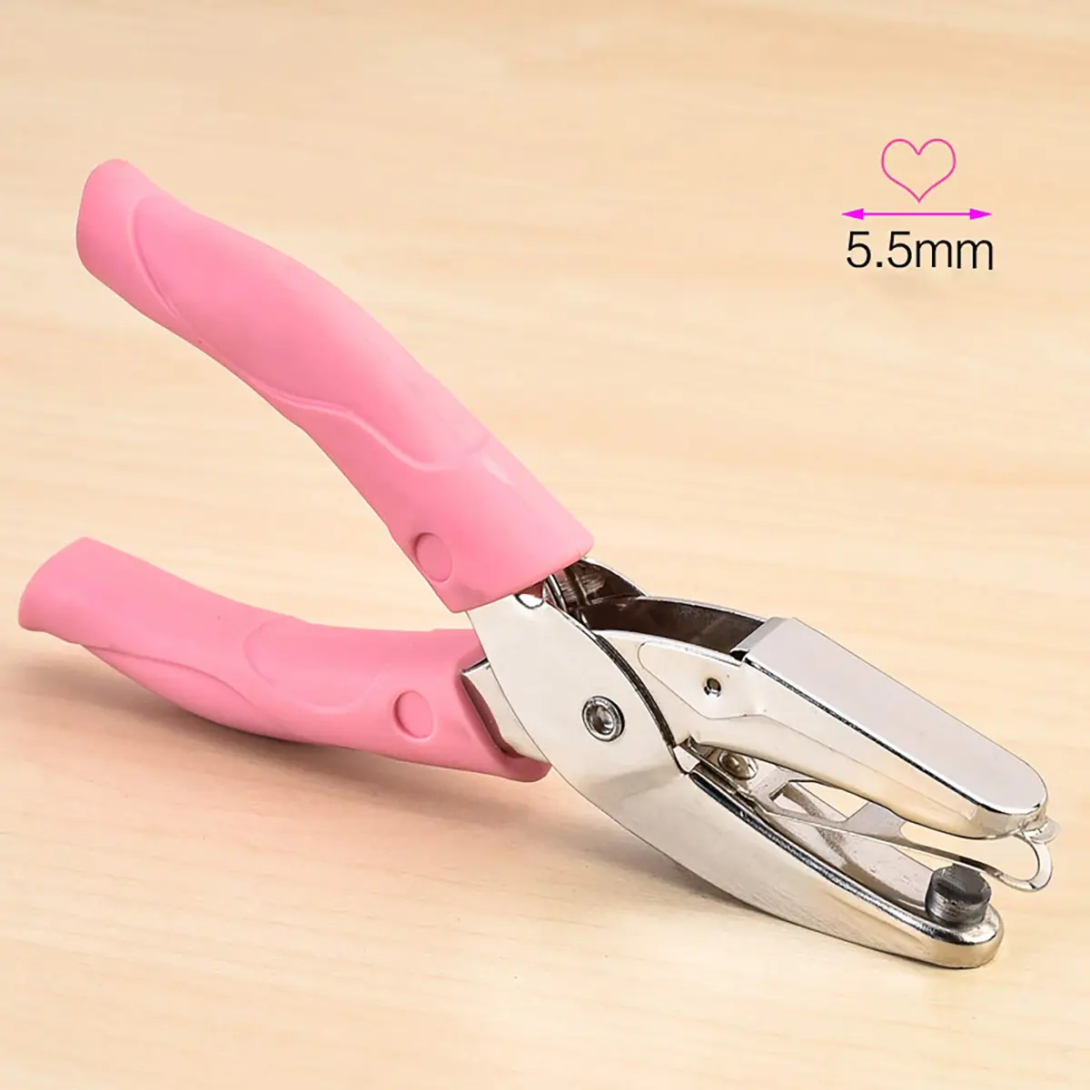 Yansanido Heart Shape Hole Punch 6.3 inch | Handheld Paper & Leather Punch with Pink Leather Cover - view 2