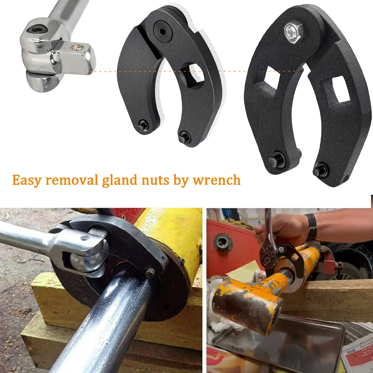 IVARKEY Adjustable Gland Nut Wrench Set for Hydraulic Cylinders | Universal Set of 2, Reversible, Alloy Steel, Silver - view 5