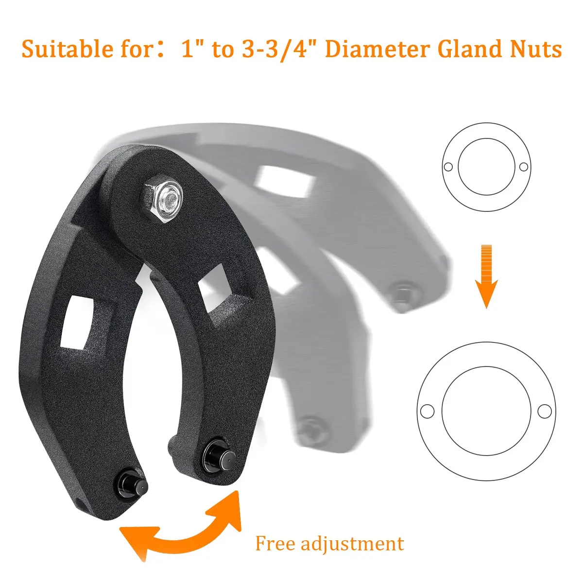 IVARKEY 7463 Adjustable Gland Nut Wrench 1/4" & 7/32" Pin Holes | Small Hydraulic Gland Nut Tool - view 3