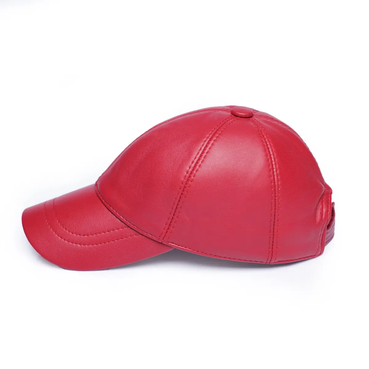 Mumcu's Leather Baseball Cap Sheepskin Adjustable Classic Referee Snapback Hat (Red) | Genuine Leather - view 2