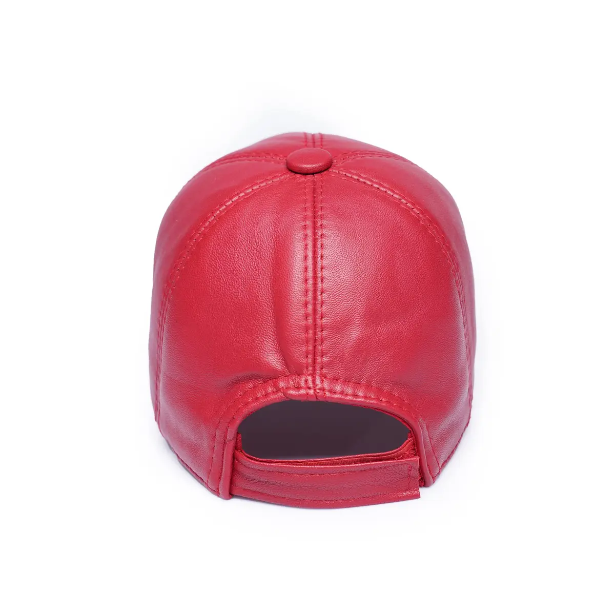 Mumcu's Leather Baseball Cap Sheepskin Adjustable Classic Referee Snapback Hat (Red) | Genuine Leather - view 3