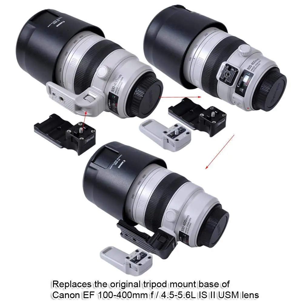 iShoot Lens Collar Foot Tripod Mount Ring Base for Canon EF 100-400mm f/4.5-5.6L IS II USM | Quick Release Plate, CNC Aluminum - view 5