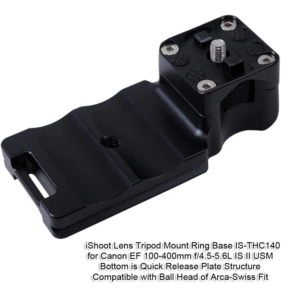 iShoot Lens Collar Foot Tripod Mount Ring Base for Canon EF 100-400mm f/4.5-5.6L IS II USM | Quick Release Plate, CNC Aluminum - view 2