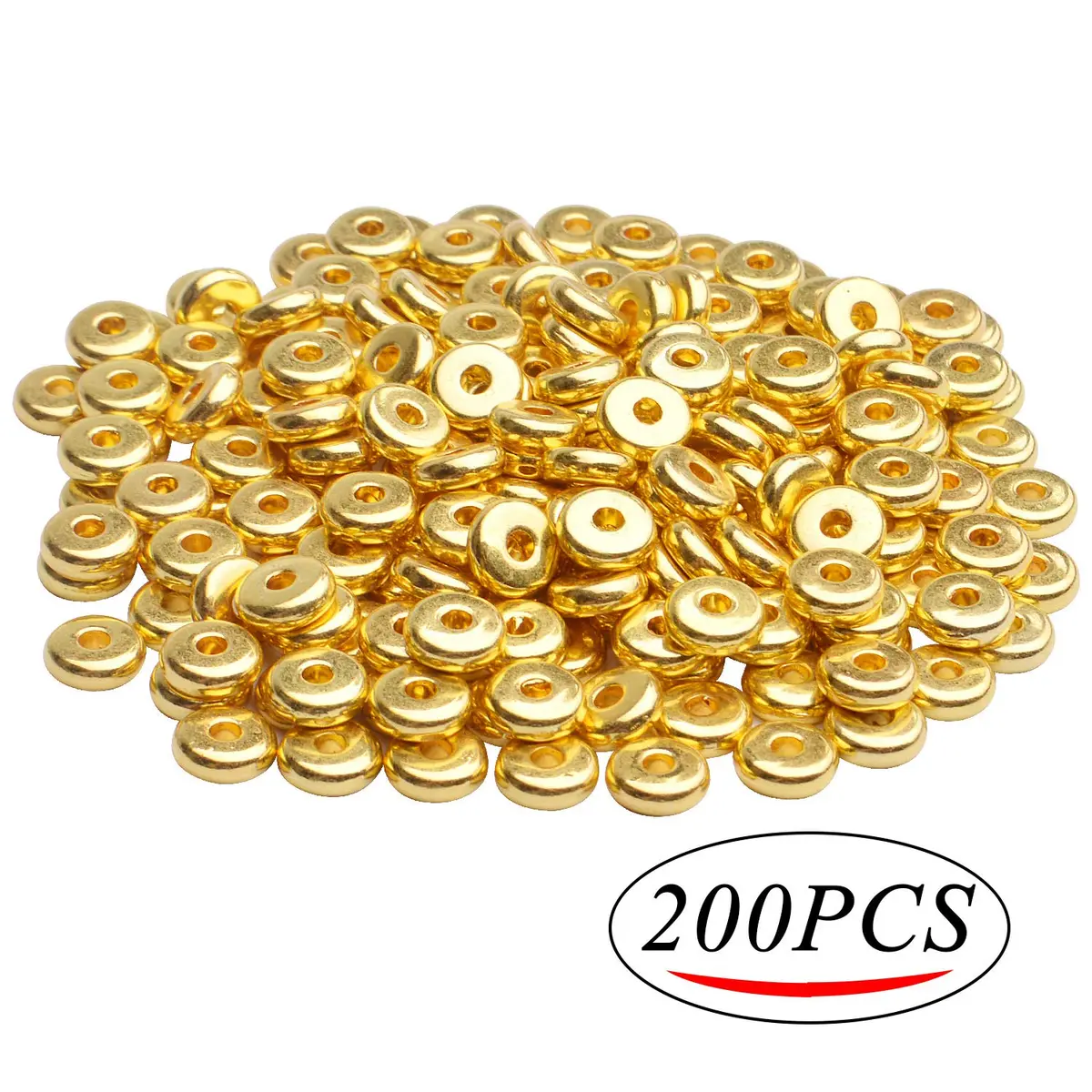 BronaGrand 200pcs 8mm Flat Round Rondelle Spacer Beads Disc Spacers for DIY Bracelet Necklace Crafts, Gold | 200 pcs (7.1 oz) - view 4