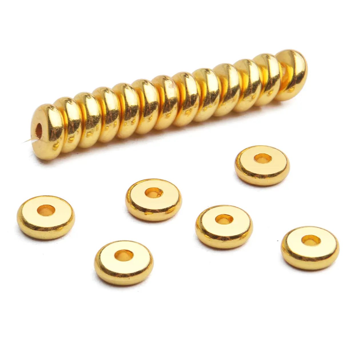 BronaGrand 200pcs 8mm Flat Round Rondelle Spacer Beads Disc Spacers for DIY Bracelet Necklace Crafts, Gold | 200 pcs (7.1 oz) - view 5