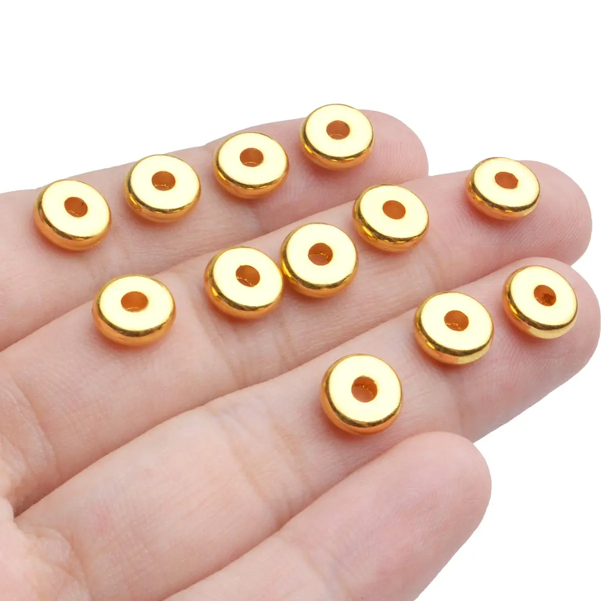 BronaGrand 200pcs 8mm Flat Round Rondelle Spacer Beads Disc Spacers for DIY Bracelet Necklace Crafts, Gold | 200 pcs (7.1 oz) - view 3