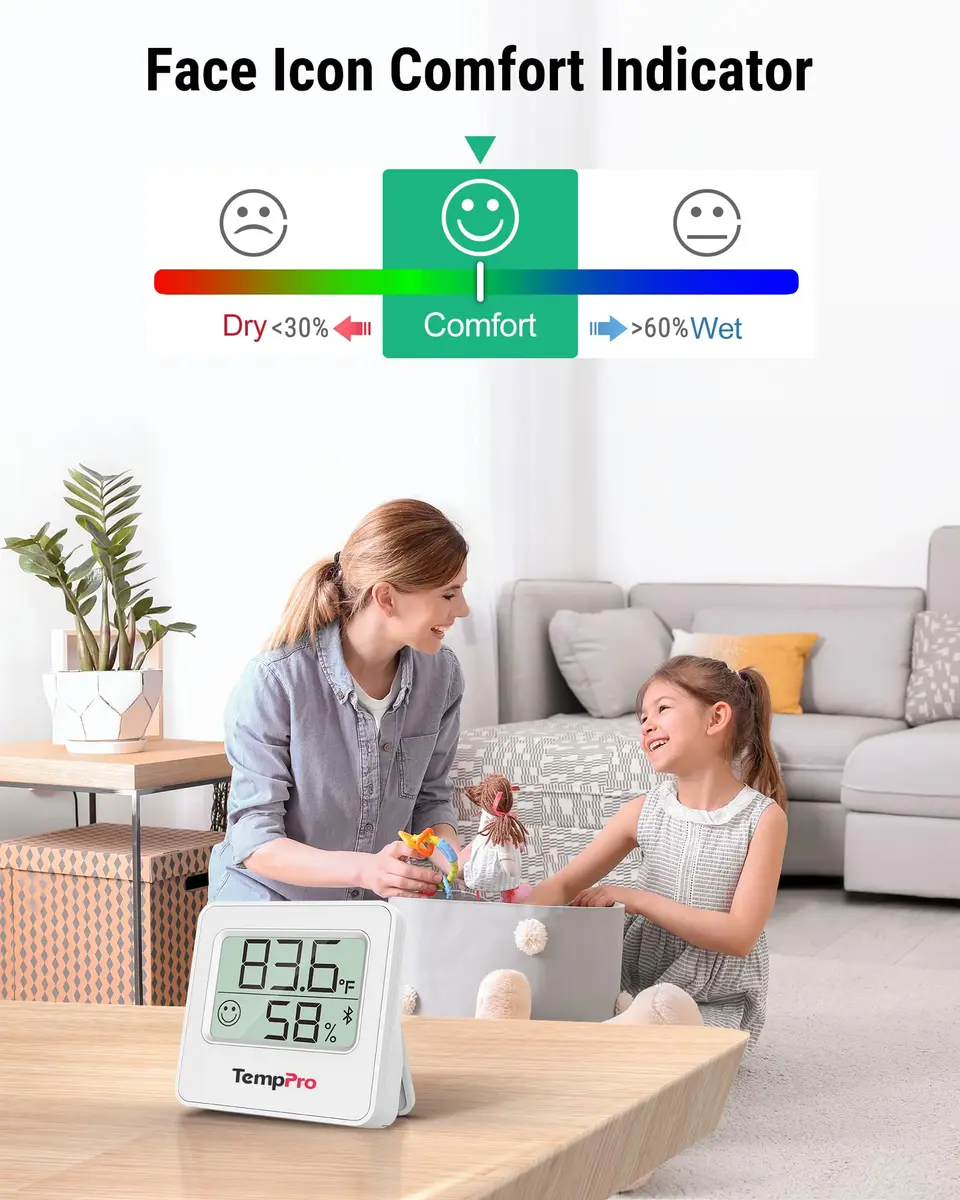 TempPro Bluetooth Digital Hygrometer Thermometer 260ft Range | Monitors Home Environment with Smart App Alerts - view 5