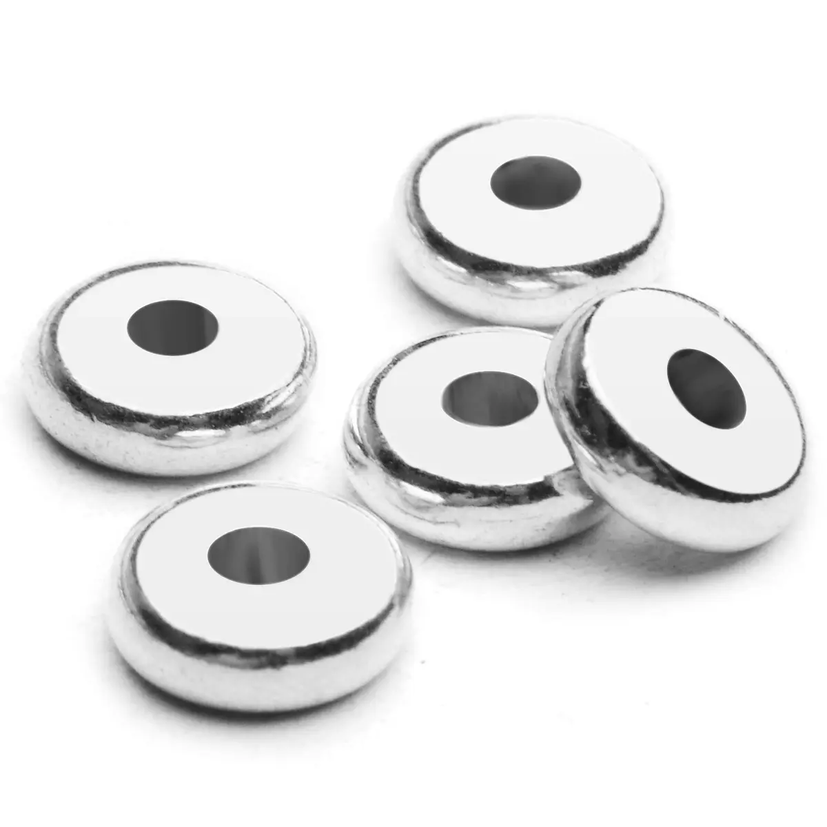 BronaGrand 8mm Flat Round Rondelle Spacer Beads Disc Spacers 200pcs (6.6g) | Silver Metal Alloy for DIY Jewelry - view 6