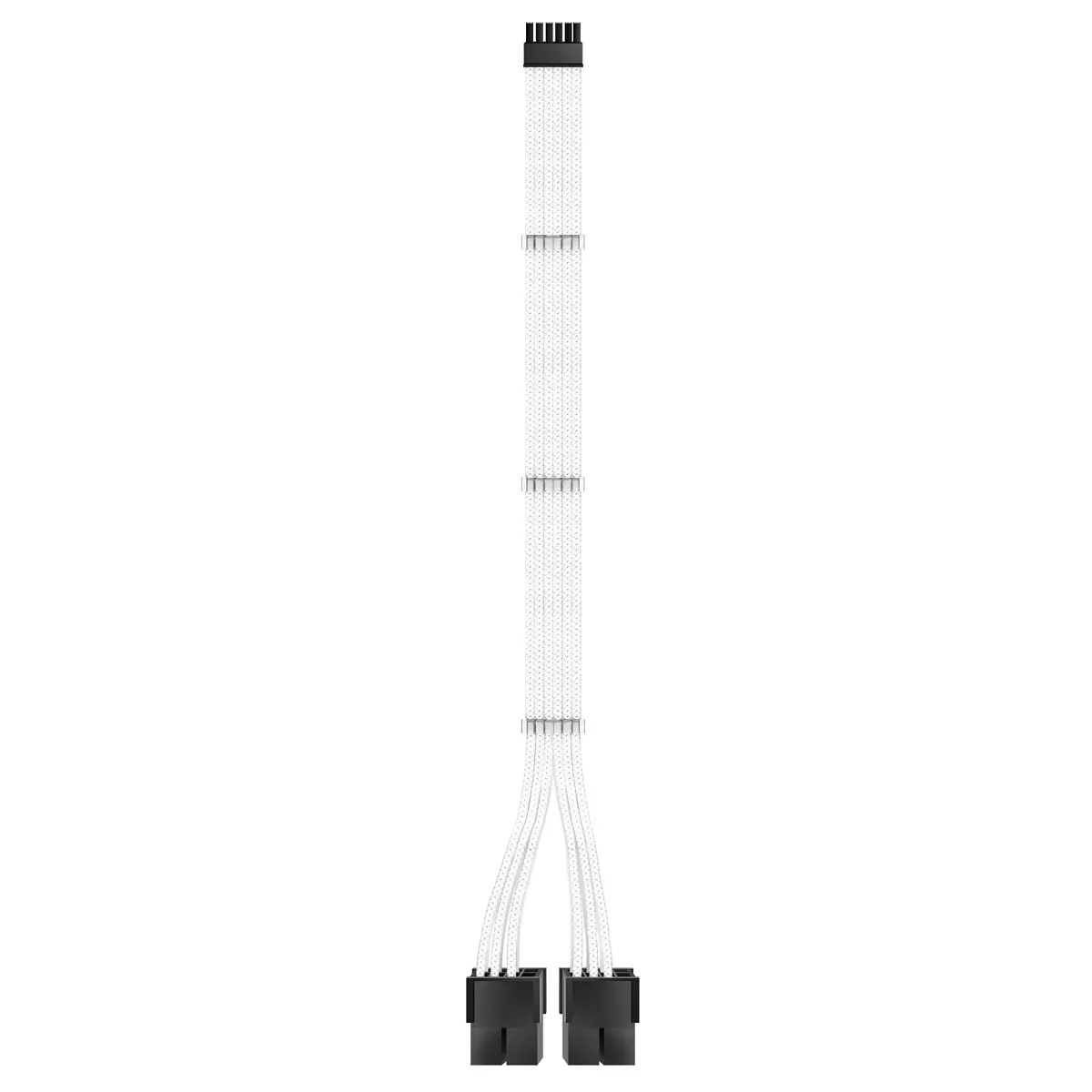 EZDIY-FAB White RTX 3000 Series 12 Pin to Dual 8 Pin PCIe Sleeved Extension Cable 30cm | UL1007 18AWG Wire - main product image