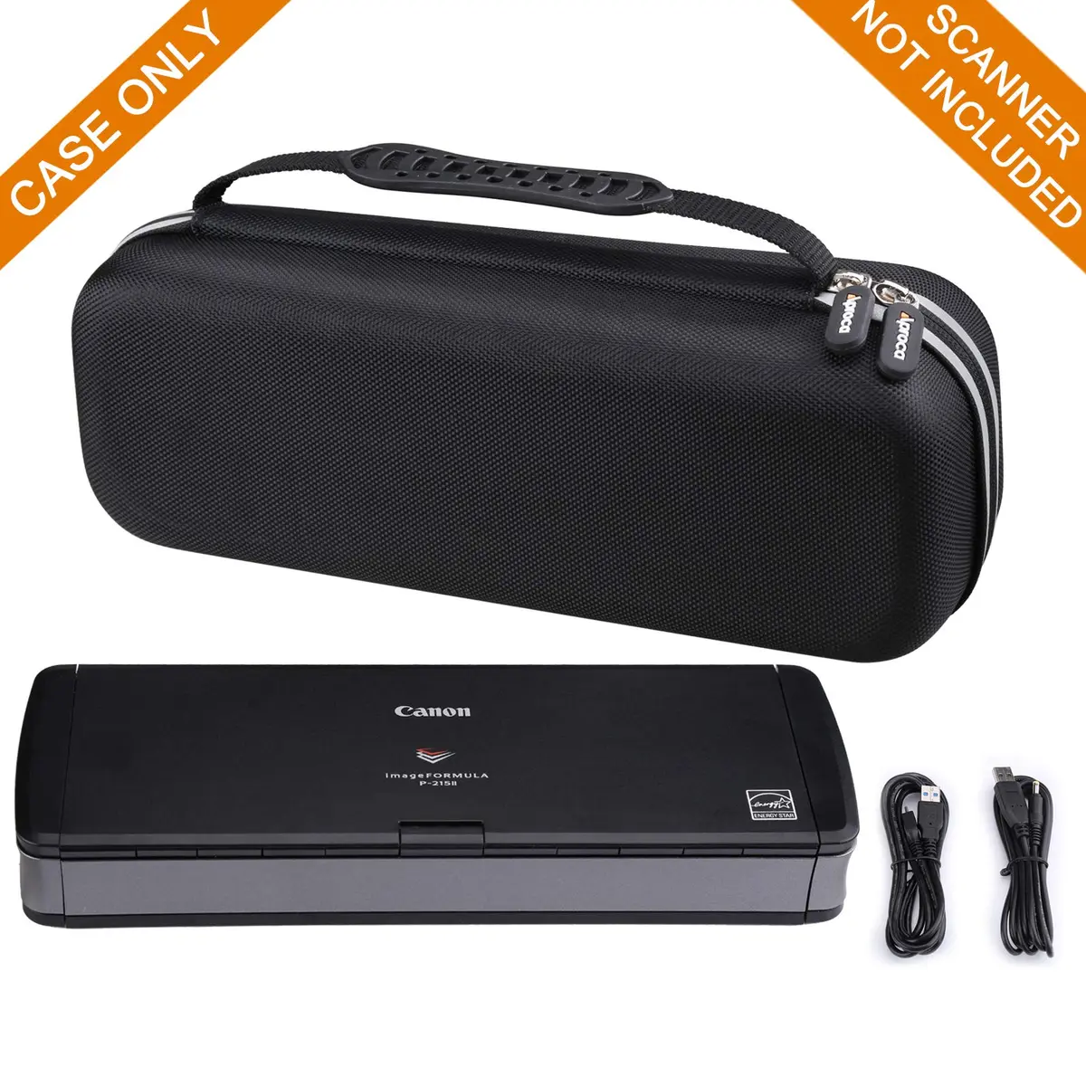 Aproca Portable Case for Canon ImageFORMULA R10 / P-215II | Durable EVA Hard Bag with Mesh Pocket, Black (Case Only) - view 6