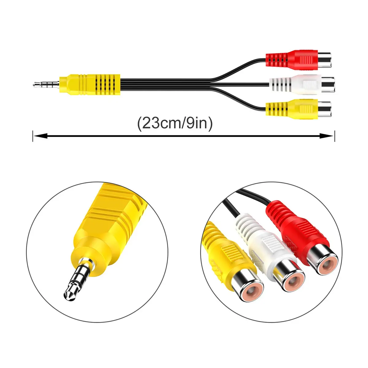 Adaptermvp 3.5mm to 3 RCA AV Cable 23cm (9in) for TCL TV Only | Composite Video & Stereo Audio Signal - view 3