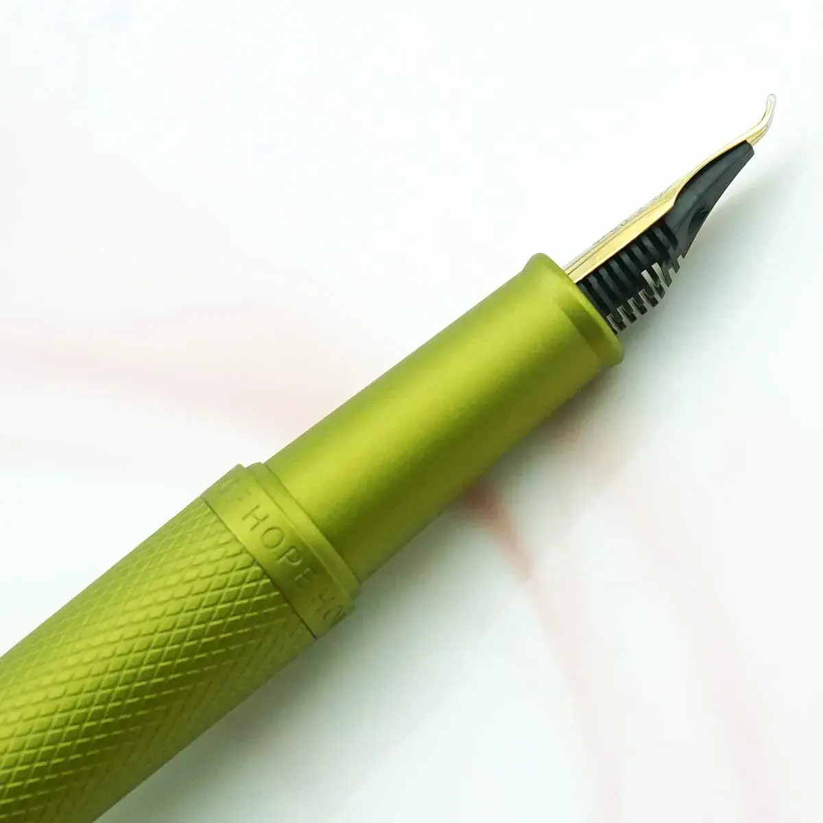Asvine Mustard Yellow Forest Fountain Pen Bent Nib, Classic Design with Converter and Metal Pen Case | Smooth Ink Flow - view 4