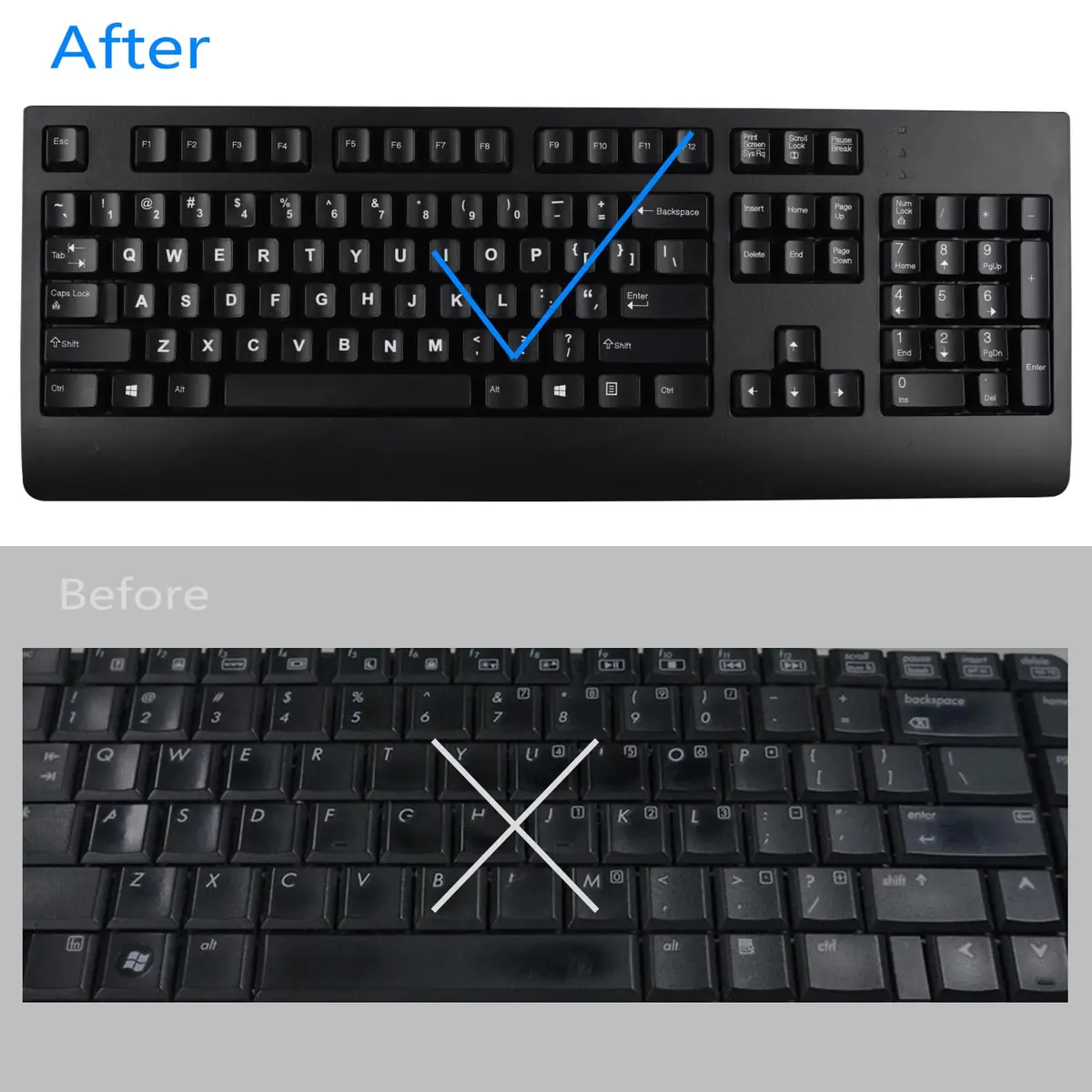 MUBUY-GOL 2 Pack Korean Keyboard Stickers 7.09" x 2.56" | Dual Language Vinyl Decals for Laptop & Desktop - view 3