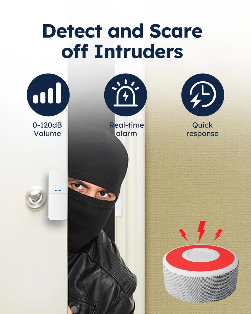 tolviviov WiFi Door Alarm System 8-Piece Kit | Real-Time Alerts, No Monthly Fee, DIY Installation - view 3