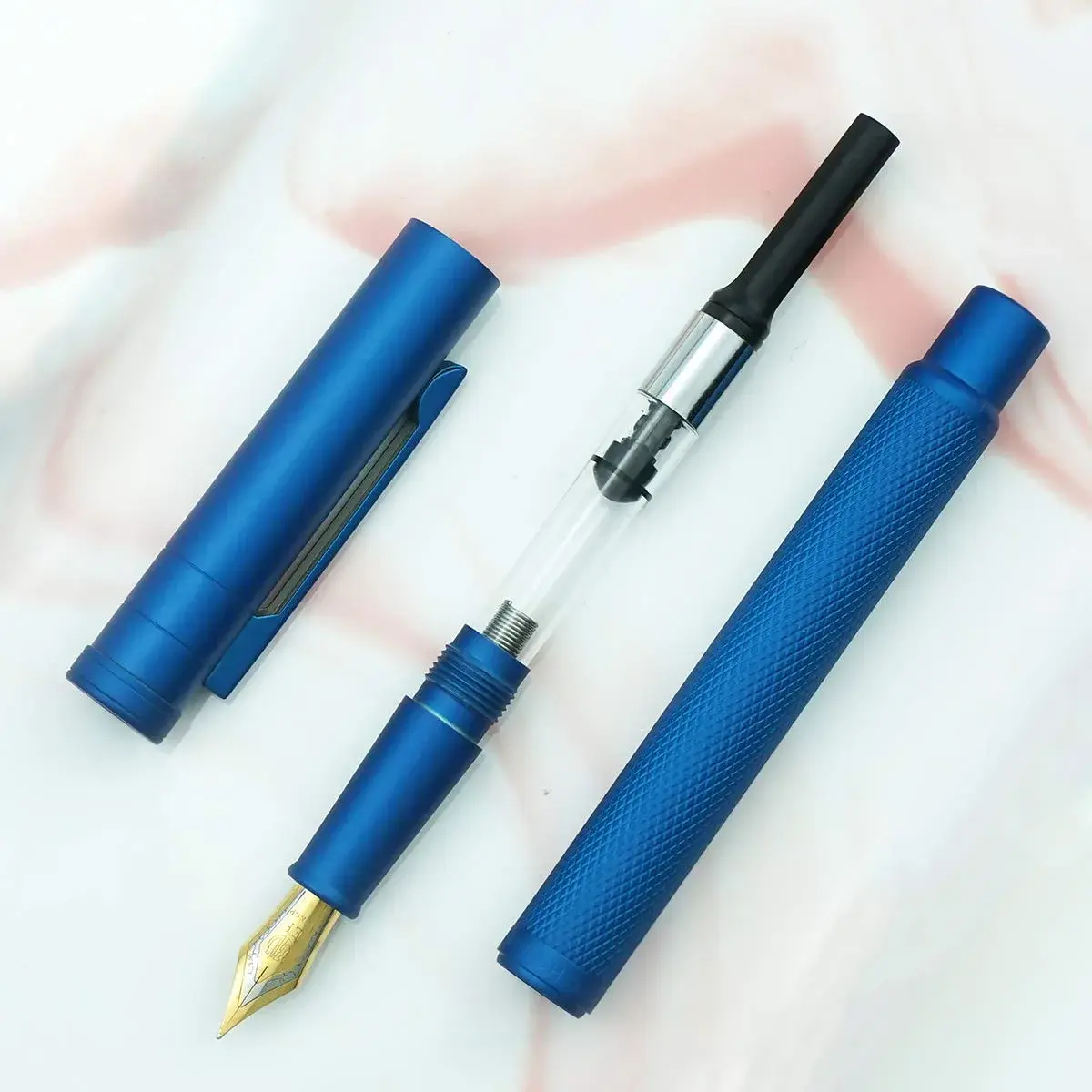 Asvine Blue Forest Fountain Pen Fude Bent Nib with Converter & Metal Case | Smooth Ink Flow - view 5