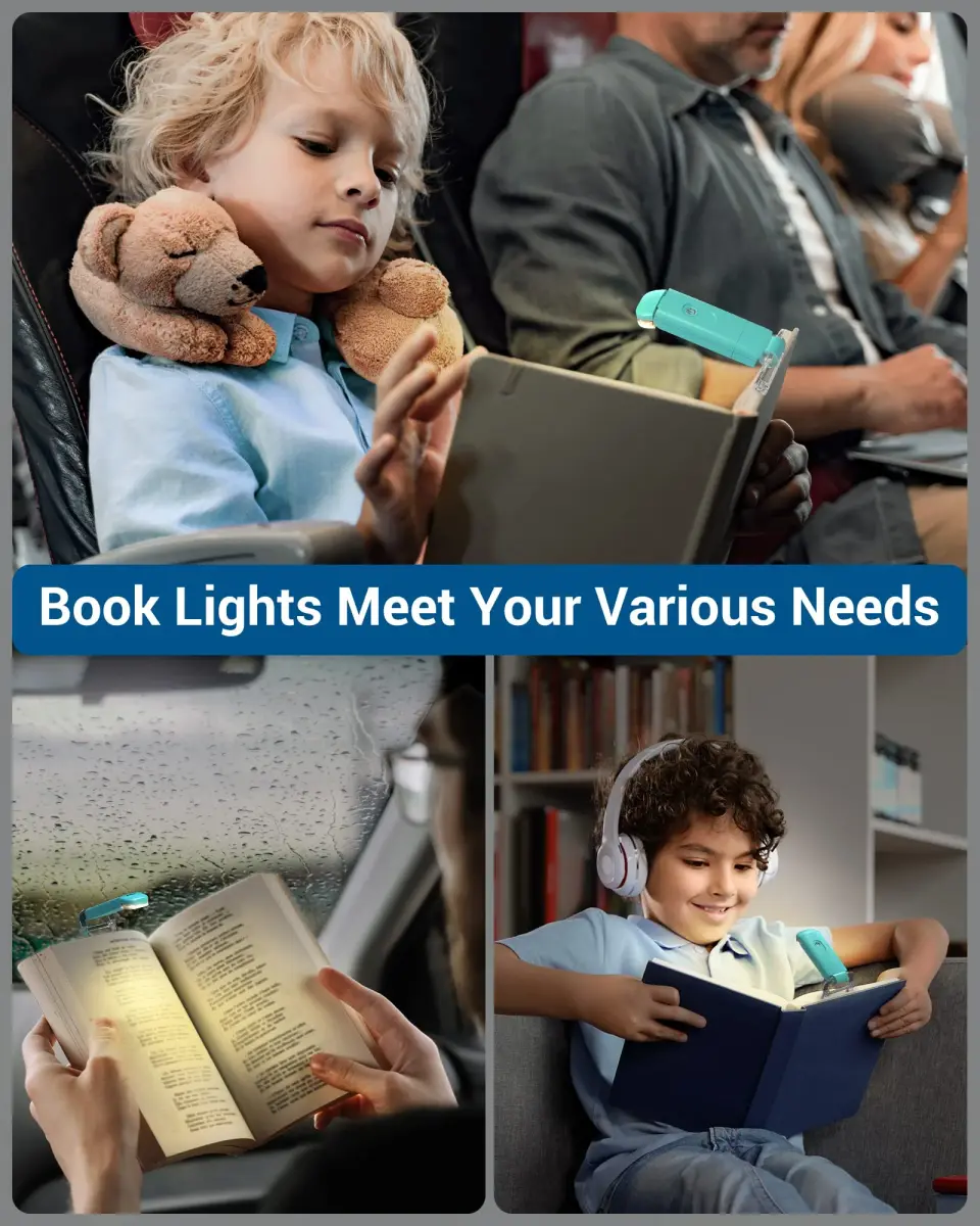 DEWENWILS Clip-On Book Reading Light with USB Rechargeable Battery, Blue | Adjustable Brightness & Color Temperature - view 8
