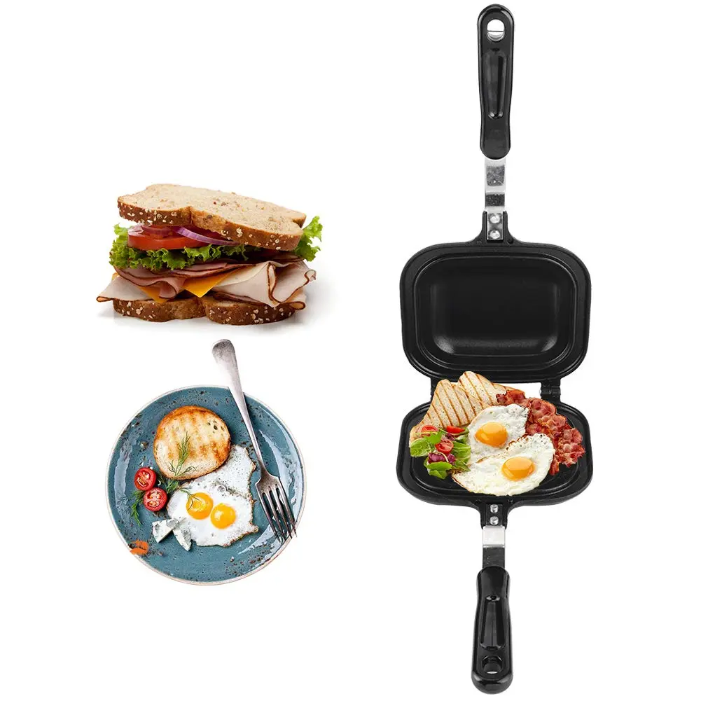 Oumefar Square Double-Sided Pancake Pan 36.5x16x3.5cm (14.4x6.3x1.4in) | Nonstick Sandwich Maker for Breakfast Omelettes - view 6