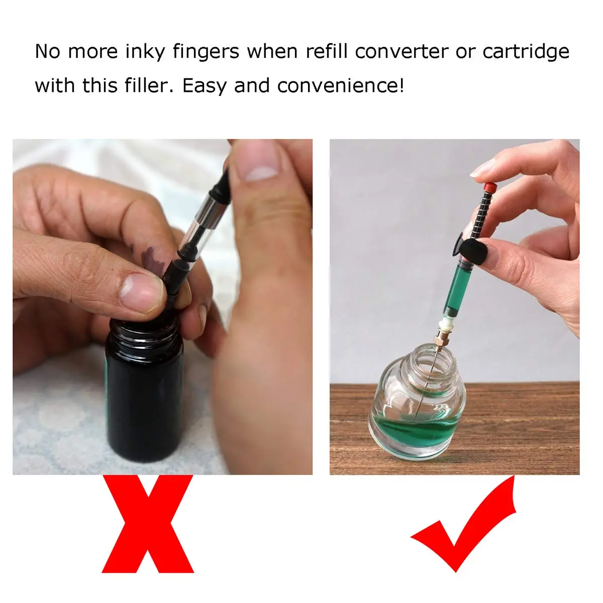 Asvine 5 Pack Fountain Pen Ink Syringe Filler with Blunt Needle Tip | Smooth Ink Flow - view 2