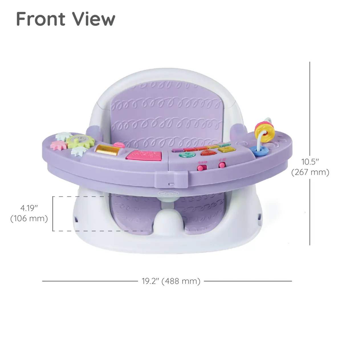 Infantino Music & Lights 3-in-1 Discovery Seat & Booster, Lavender | Converts from play to mealtime, supports 4 months to 4 years - view 7