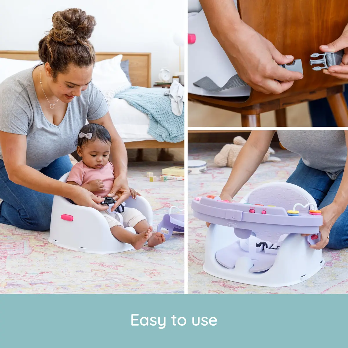 Infantino Music & Lights 3-in-1 Discovery Seat & Booster, Lavender | Converts from play to mealtime, supports 4 months to 4 years - view 9