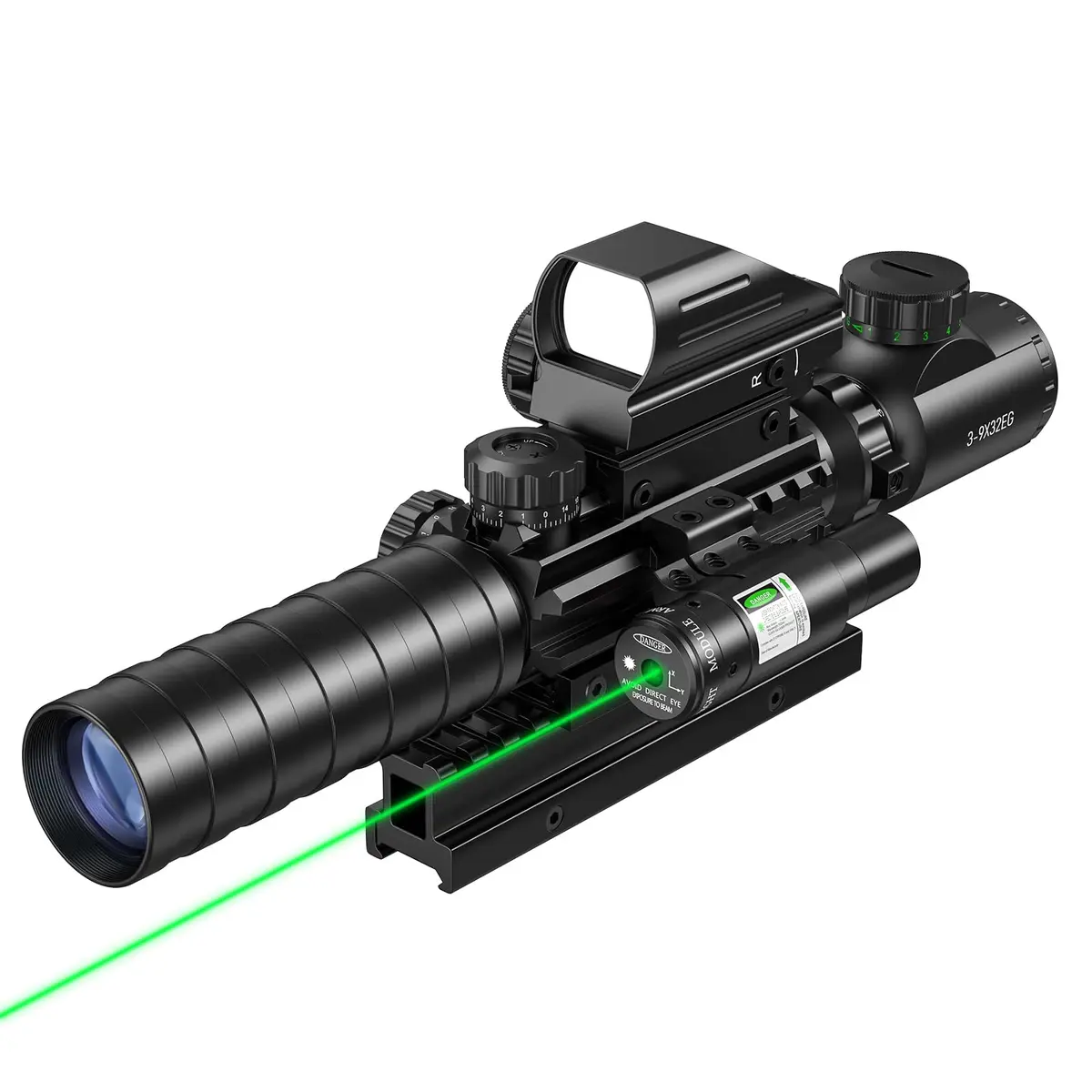 MidTen 3-9x32 4-in-1 Scope Combo with Dual Illuminated Scope Optics & 4 Holographic Reticle Rangefinder Illuminated Sight & 20mm Mount | Versatile Hunting & Shooting Scope - main product image