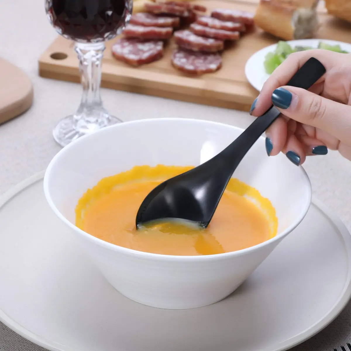 HIWARE Matte Black Heavy-Weight Soup Spoons, Stainless Steel, 17.5 cm (6.9 inches) - Set of 4 - view 4