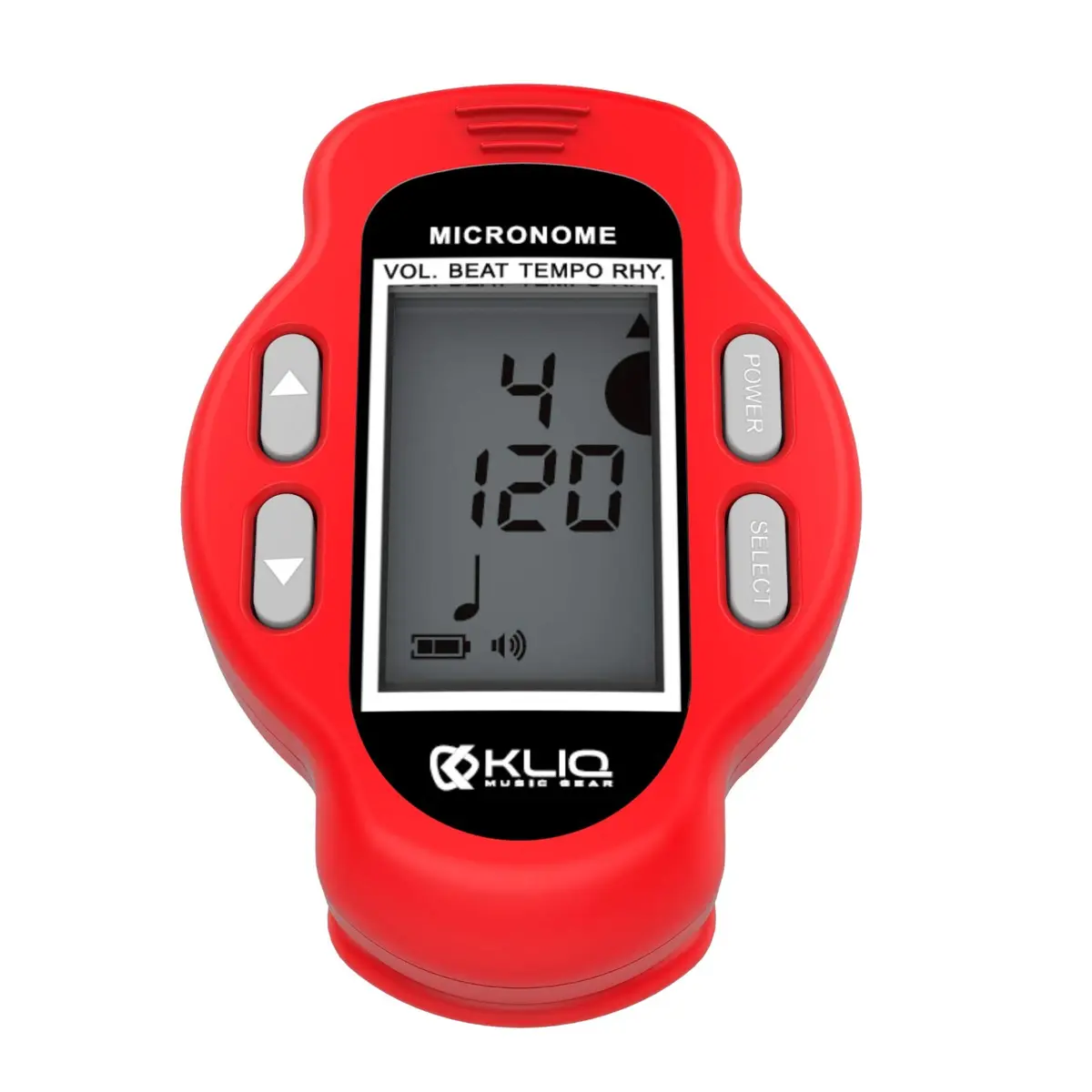 KLIQ MicroNome Mini Rechargeable Digital Metronome with Speaker Red | Adjustable Tempo & Rhythms - main product image
